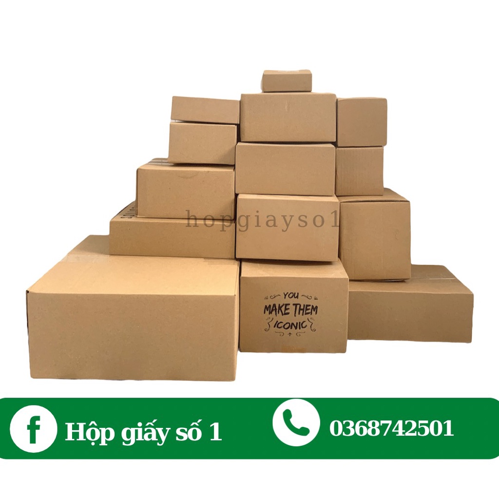 Combo 10 hộp carton, hộp giấy gói hàng size 32x22x12