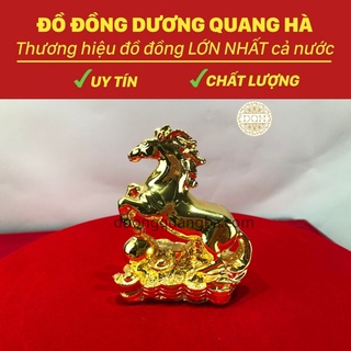 Tượng đồng ngựa ngọc mạ vàng đồ đồng phong thủy trong bộ 12 con giáp chất liệu đồng vàng kích thước 10*8cm