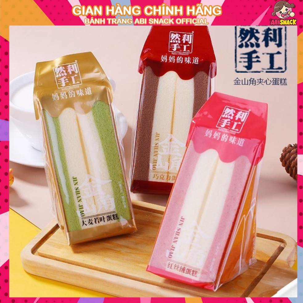 Bánh bông lan gato tam giác cao cấp đài loan Jin Shan Jiao 3 vị socola trà xanh dâu Xả Kho