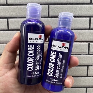 Cặp gội xả tím khử vàng Elgon Color Care Silver 120mlx2 ( dạng chai chiết) "