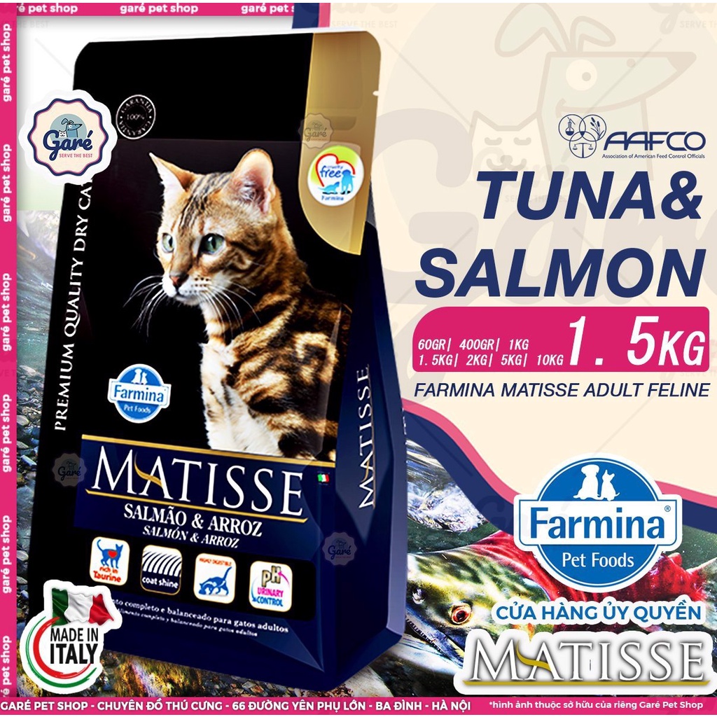1.5kg - Hạt Matisse Indoor SALMON &amp; TUNA Farmina dành cho mèo trưởng thành trên 12 tháng tuổi vị Cá hồi &amp; Cá ngừ