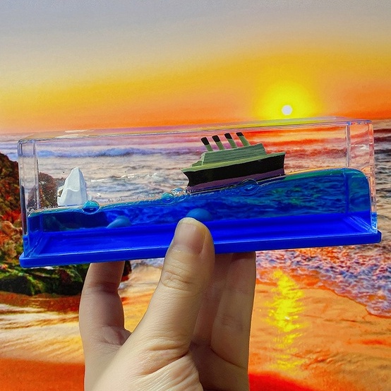 Mô hình 3D trang trí TÀU VƯỢT SÓNG GIÓ bàn làm việc, taplo xe tạo ĐỘNG LỰC