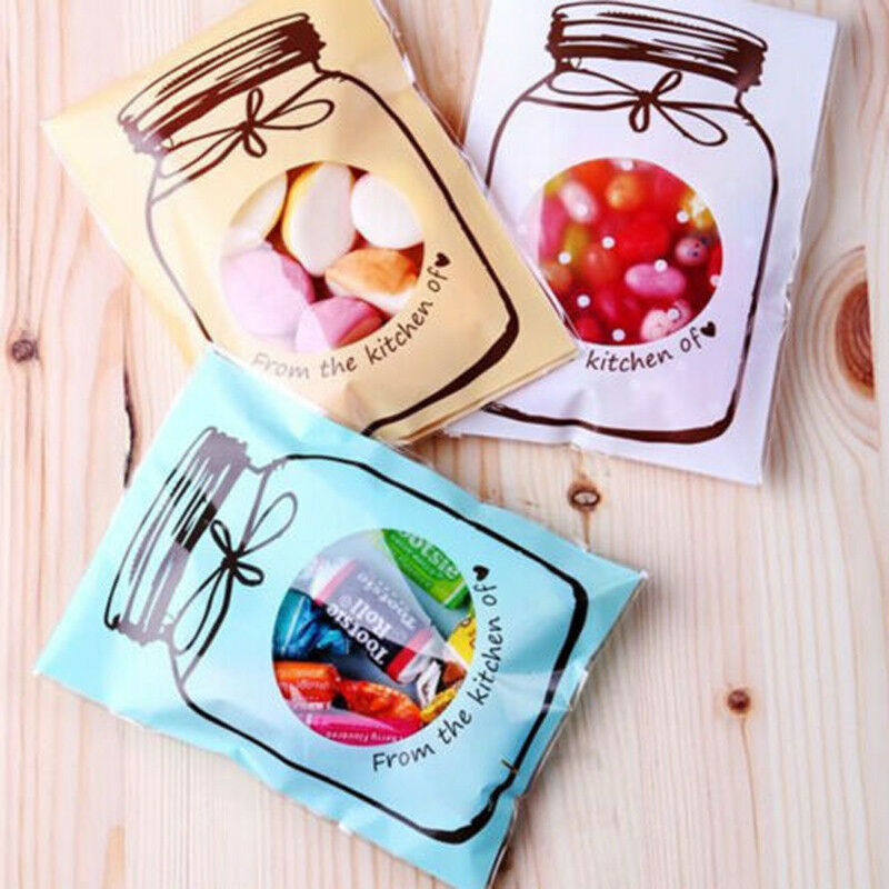 Set 100 Túi Nhựa Đựng Bánh Kẹo In Hình Hũ Gia Vị Dễ Thương