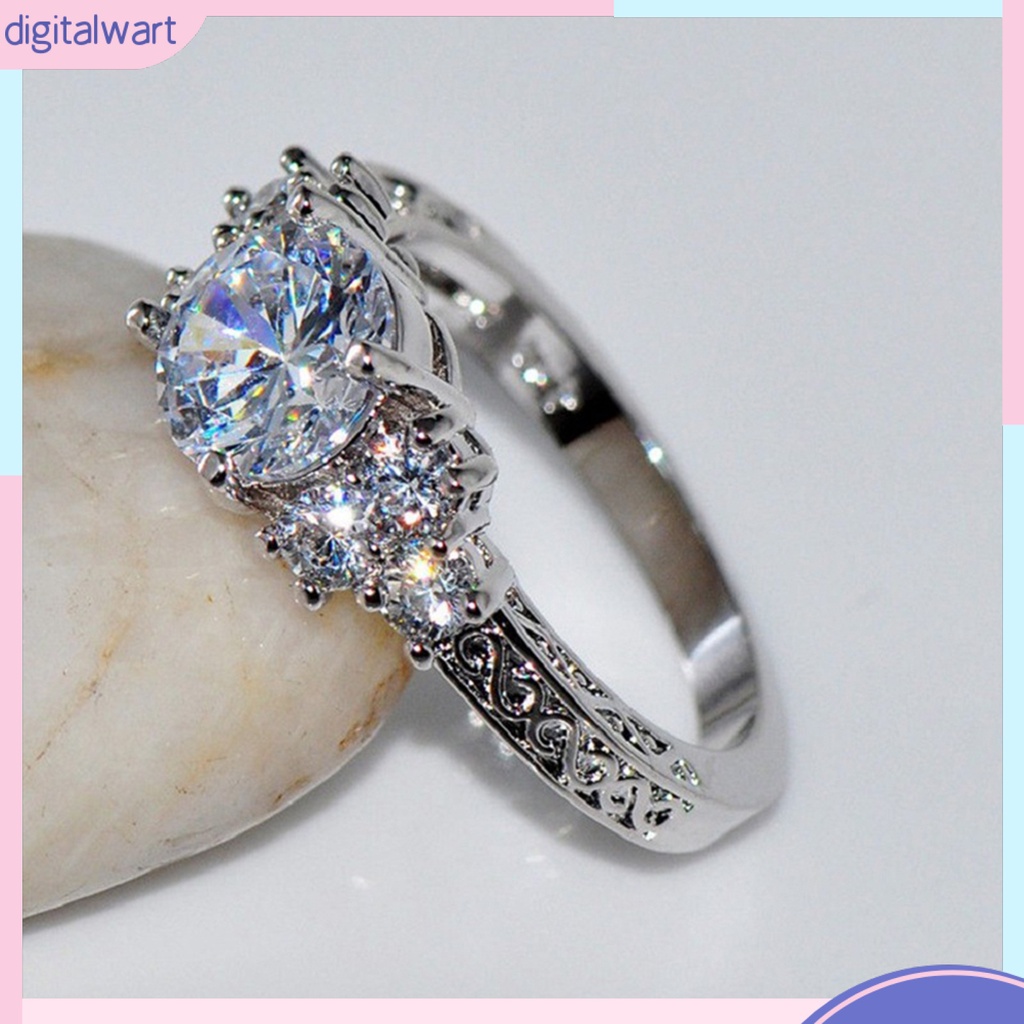 Nhẫn đính đá zirconia sang trọng thời trang cho nữ tùy chọn kích thước