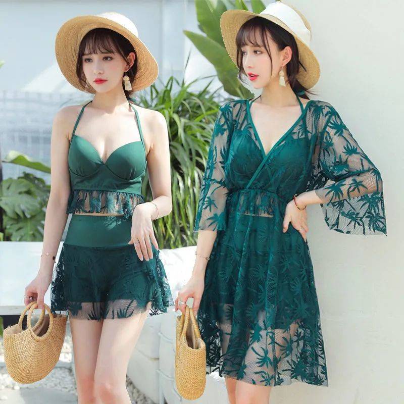 đồ bơi nữ Bộ Đồ Bơi Ba Mảnh Gồm Áo Khoác Dáng Dài Che Phủ Quần Áo Kín Đáo Phong Cách Thời Trang Mới Năm 2021 Dành Cho Bạn Nữ Mặc Khi Đi Bơi