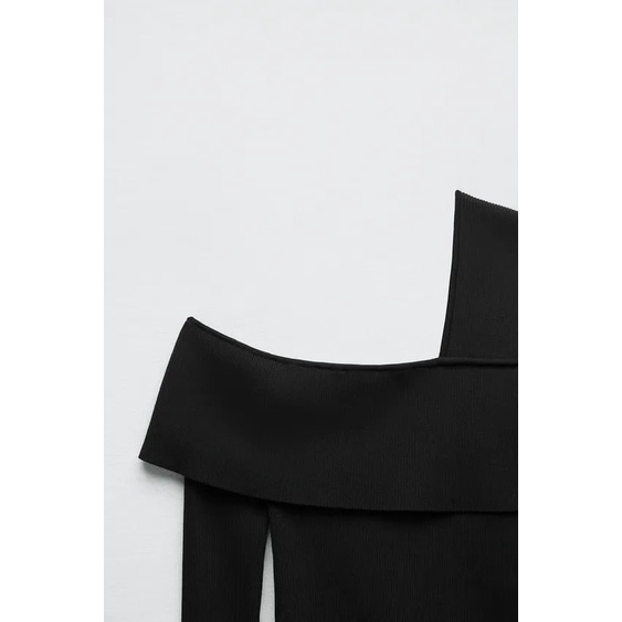 Áo dệt kim tay dài lệch vai Za.ra