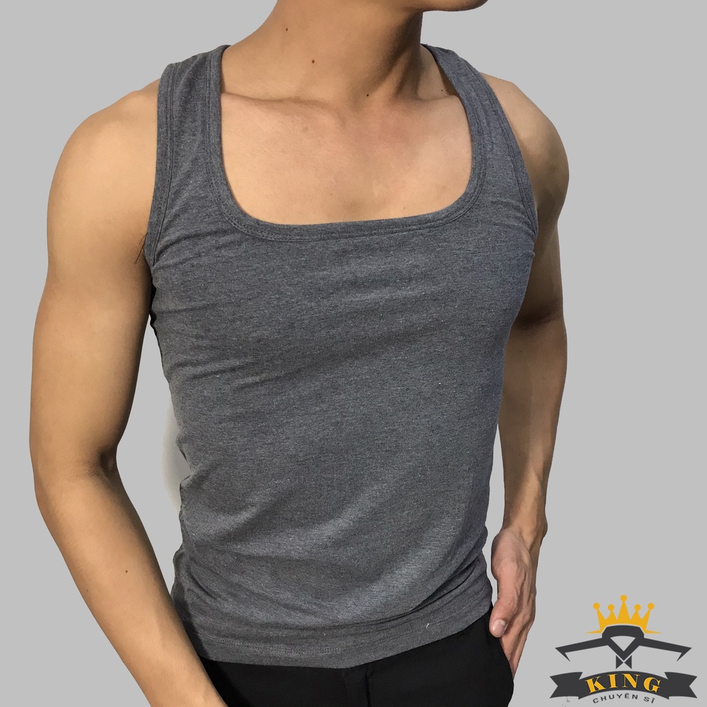 Áo ba lỗ nam KING sát nách tập gym cổ vuông , co giãn tốt , thấm hút mồ hôi thích hợp mặc để chơi thể thao U07