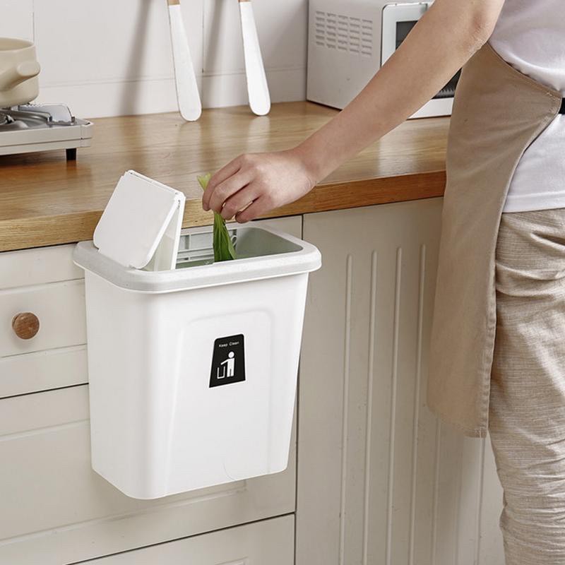 Thùng đựng rác có nắp gạt thông minh treo cửa tủ bếp, để sàn phòng vệ sinh tiện dụng
