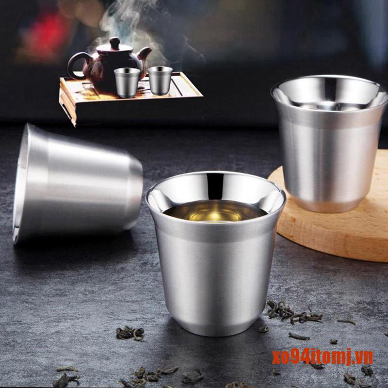 TOMJ Espresso Mugs Double Wall Stainless Steel Espresso Cups Set Insulated Coffe