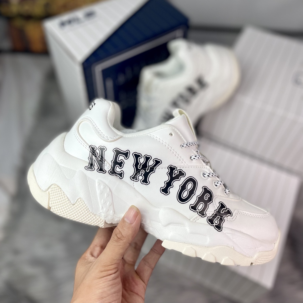 Giày sneaker thể thao nam nữ, MLB Boston, NY, New York, NY đế nâu, NY 3D tăng chiều cao, Hot Trend 2021 Full Box