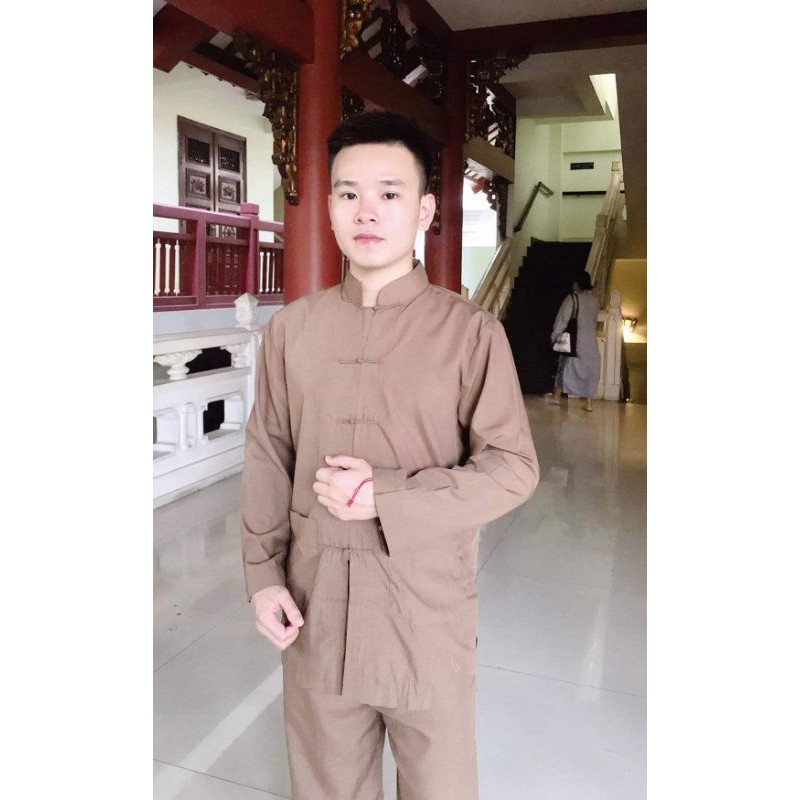 Đồ Lam Đi Chùa- Mẫu Lãnh Tụ Nam Tay Dài- Hàng Cao Cấp Loại 1