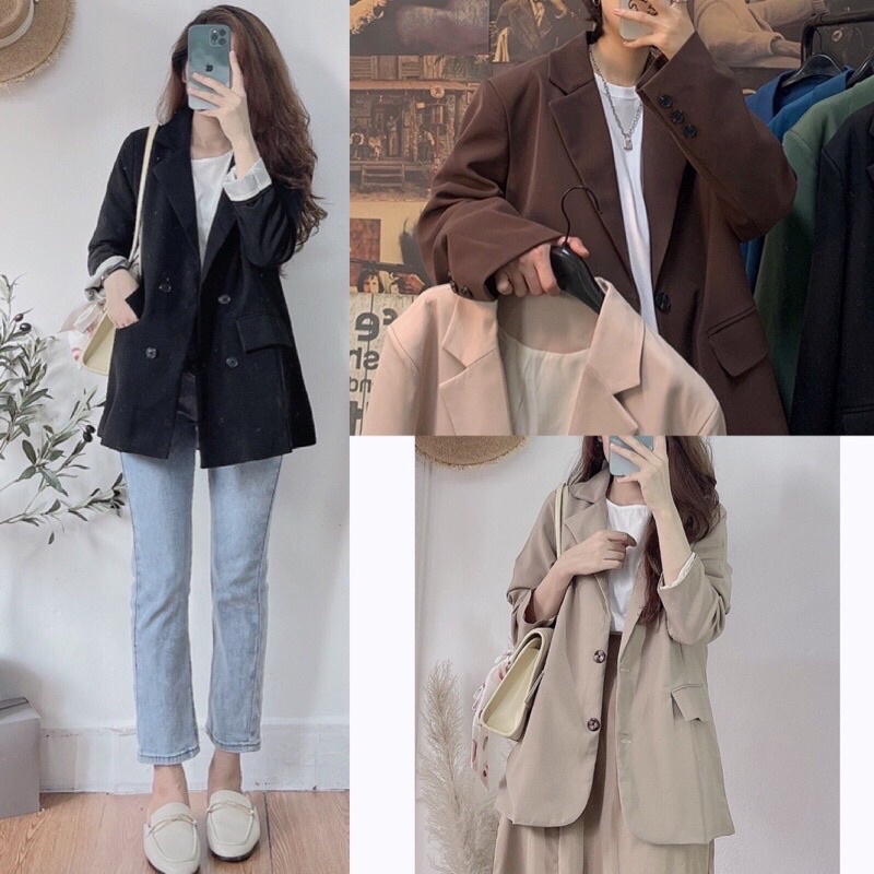 Áo blazer nữ dài tay 2 lớp mẫu mới phong cách Hàn Quốc, Áo vest nữ khoác ngoài BLZ102