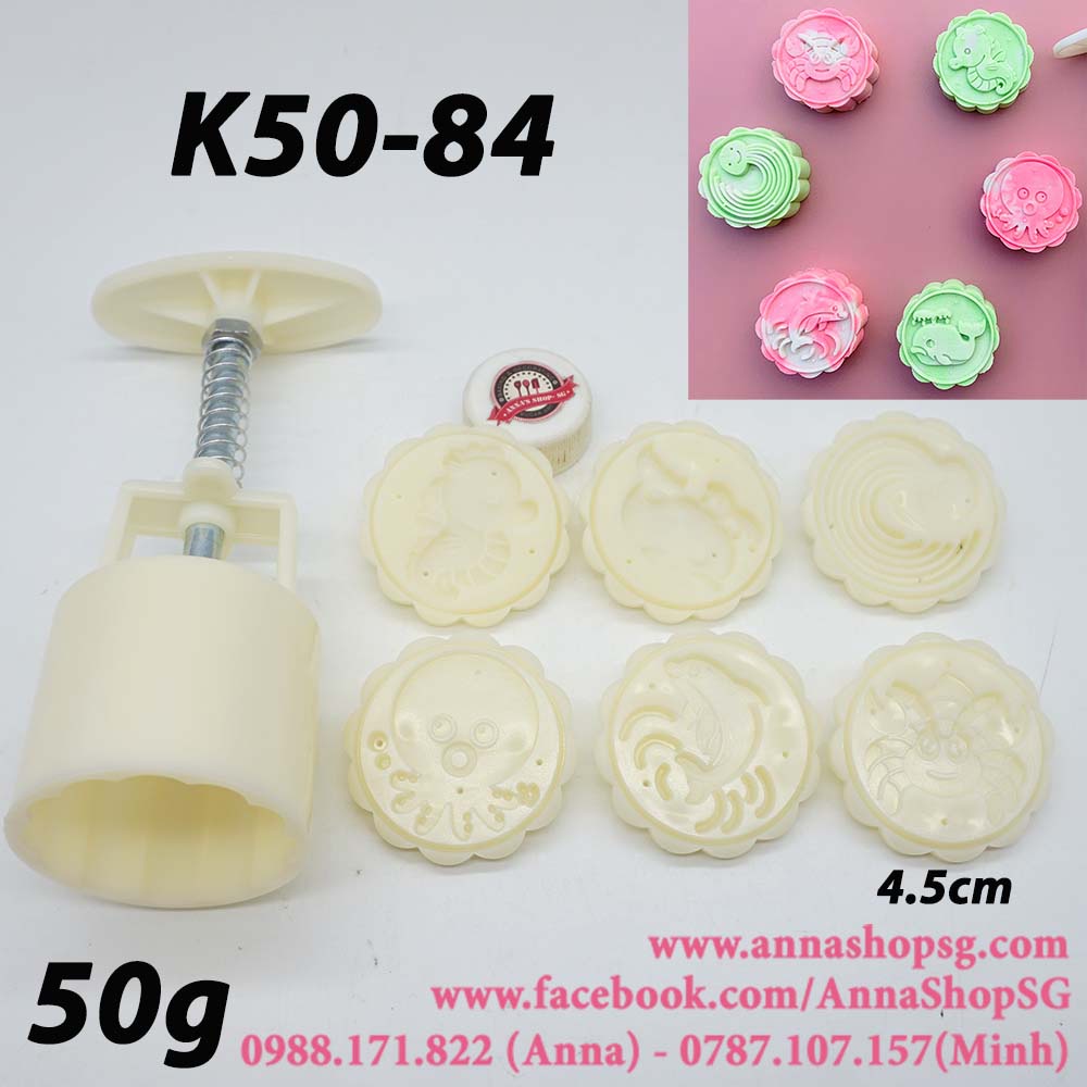 K50-84 KHUÔN TRUNG THU 50g 6 MẶT HOẠT HÌNH