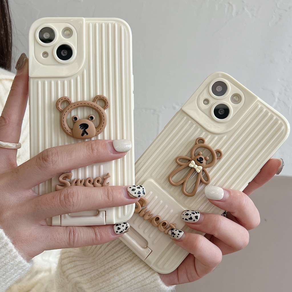 Ốp Điện Thoại Hình Gấu 3D Dễ Thương Cho iPhone 12 13 11 PRO MAX XR 11 12 PRO X XS MAX