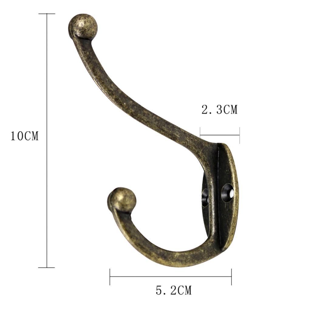 Móc treo quần áo 2 đầu bằng hợp kim kẽm bền chắc phong cách cổ điển đa năng tiện dụng