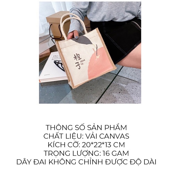 Túi Canvas Đi Làm Đi Chơi Dễ Thương Nhiều Hoạ Tiết Dành Cho Nữ Size 20x22x13cm