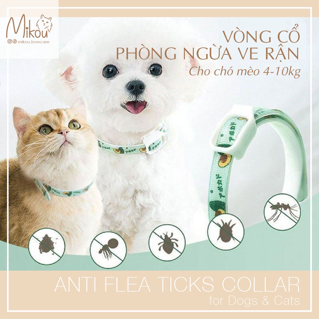 Vòng cổ cho chó mèo, hương thơm dễ chịu, size từ 4kg đến 10kg, dễ dàng điều chỉnh, mikou shop