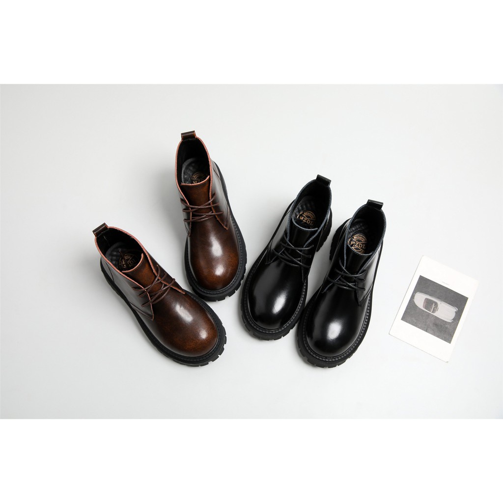 Original boots đế 5cm  - Boots da bò nữ phong cách vintage, retro