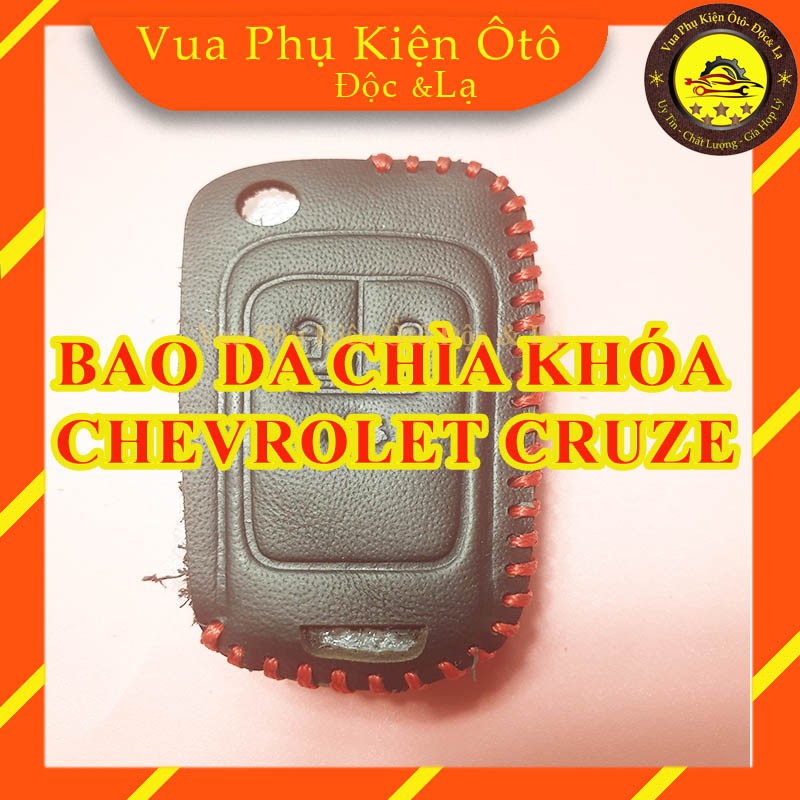 Bao da chìa khóa Chevrolet Cruze -Tặng móc chìa khóa+ Dây đeo+Thẻ SĐT