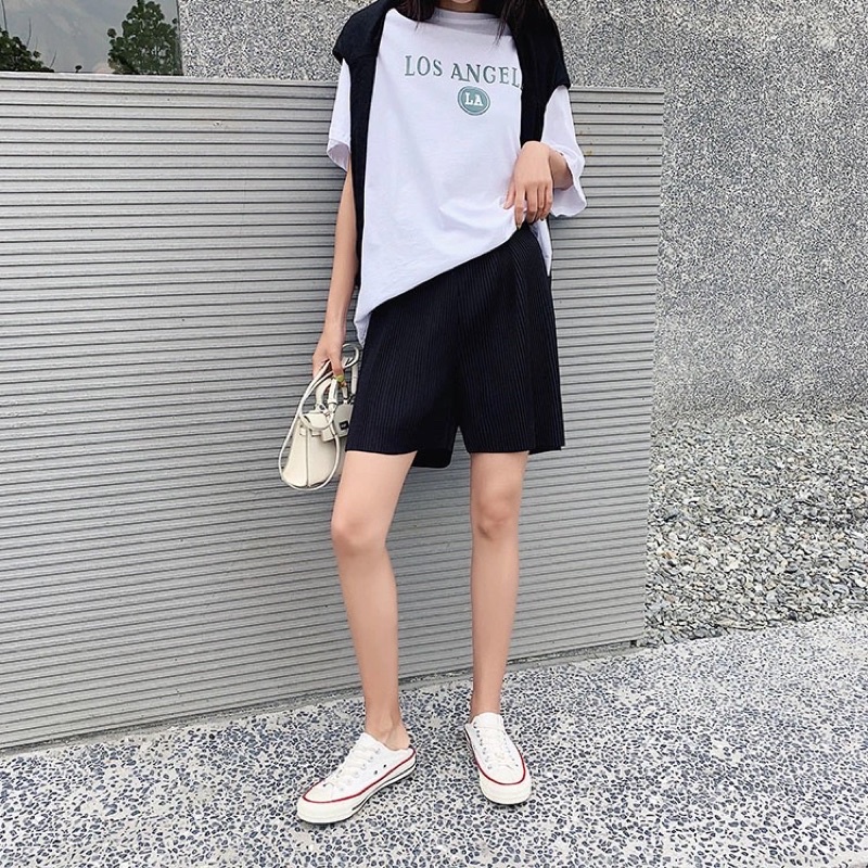 Quần short nữ taobao, quần đùi quảng châu nữ xếp ly dáng suông cạp cao thoải mái dễ mặc phong cách style ulzzang Q54 | BigBuy360 - bigbuy360.vn
