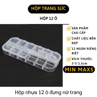 Hộp Đựng Đá Đính Nails - Khay Nhựa 12 Ô Nắp Bật Đựng Linh Kiện Điện Tử, Trang Sức 7833 [MINMAXS]