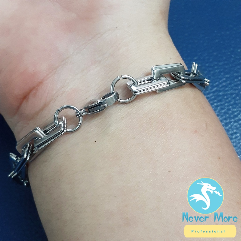 Lắc tay nam inox kiểu chữ nhật kép sáng đep, không đen, chọn size theo yêu cầu để thể hiện đẳng cấp phái mạnh