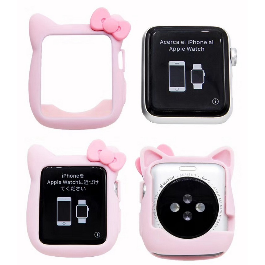 Ốp silicon hình mèo Hello Kitty xinh xắn dành cho đồng hồ thông minh Apple Watch Series 5/4/3 / 2 / 1 (38 / 42mm/40mm/44mm)