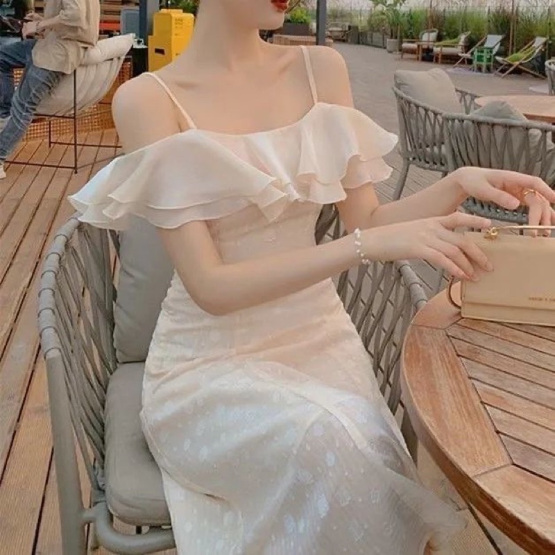Váy hai dây trễ vai dáng dài đuôi cá siêu xinh- Hàng cao cấp