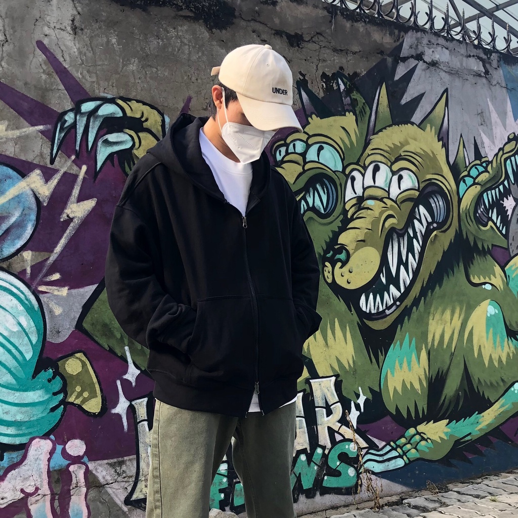 Áo jacket hoodie khóa zipper 2 chiều DATINO 100% Cotton thun da cá dày dặn form Streetwear, không xù