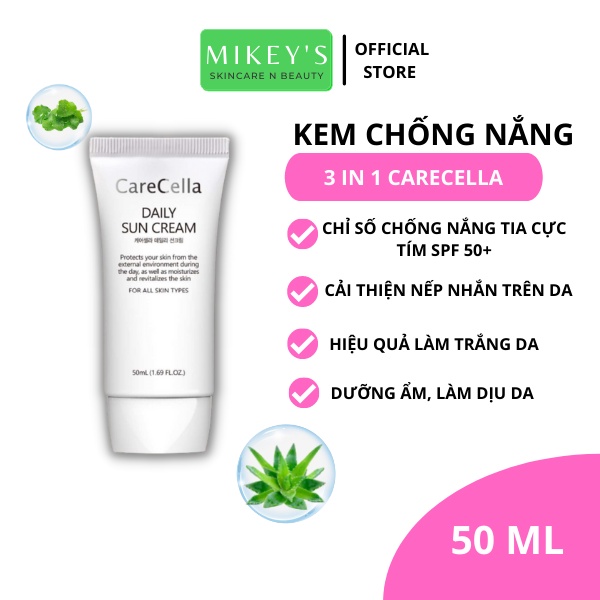 Kem chống nắng nâng tone, kiềm dầu, phổ rộng, dưỡng da CARECELLA Hàn Quốc (50 ml)