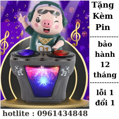 Heo Phát Nhạc - Chú Heo Chơi DJ Năng Động Siêu Dễ Thương Nhảy Theo Nhạc Và Đèn Cho Bé