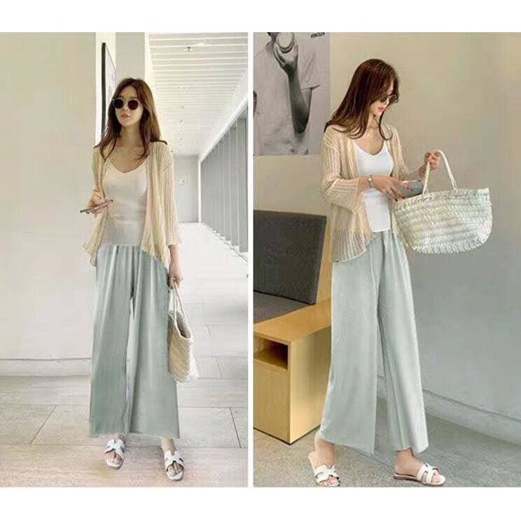 Mom&Kids High Quality Quần Cotton Lanh Ống Rộng Co Giãn Thoải Mái Cho Mẹ Bầu