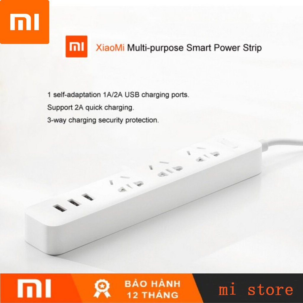 Ổ cắm điện thông minh Xiaomi Power Strip tích hợp 3 cổng USB chất lượng cao