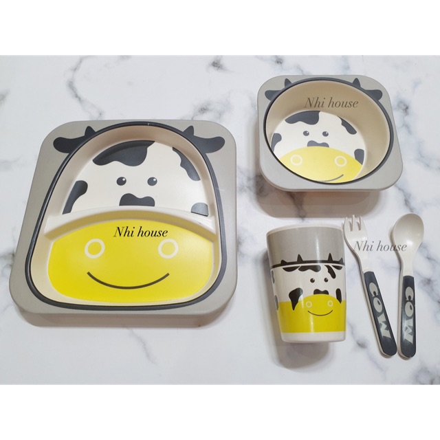Set ăn dặm sợi tre 5 chi tiết cho bé