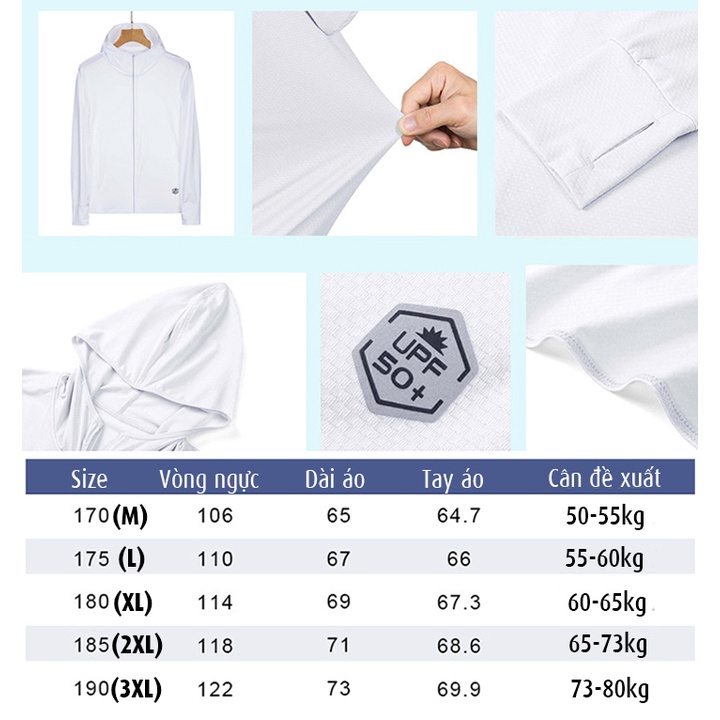 Áo khoác chống nắng cho nam, vải co giãn, thoáng mát chống tia cực tím đạt chuẩn UPF50+, hàng nhập khẩu - Ak2201
