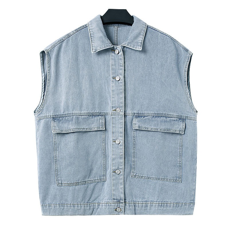 Áo khoác denim không tay dáng rộng thời trang cá tính cho nữ | BigBuy360 - bigbuy360.vn