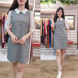 Đầm suông cổ sơ mi dễ thương