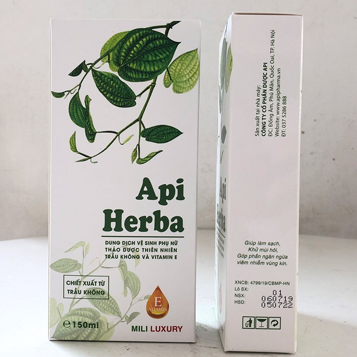 Dung Dịch Vệ Sinh Phụ Nữ Api Herba - Chiết Xuất Từ Trầu Không &amp; Vitamin E CHAI 150ML