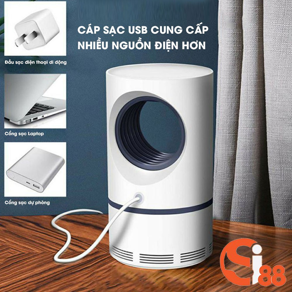Đèn bắt muỗi thông minh La'Home hình trụ xoay 360 độ, Đèn bắt muỗi OKODA sạc USB