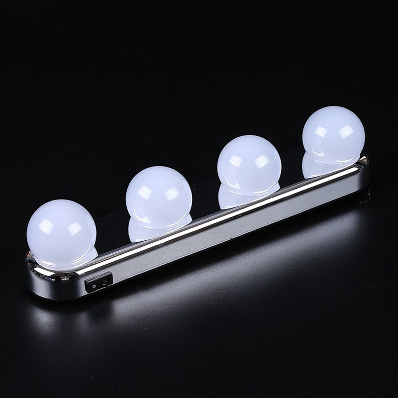 Đèn LED 4 Bóng Gắn Gương Trang Điểm Có Cốc Hút Màu Sắc Trắng
