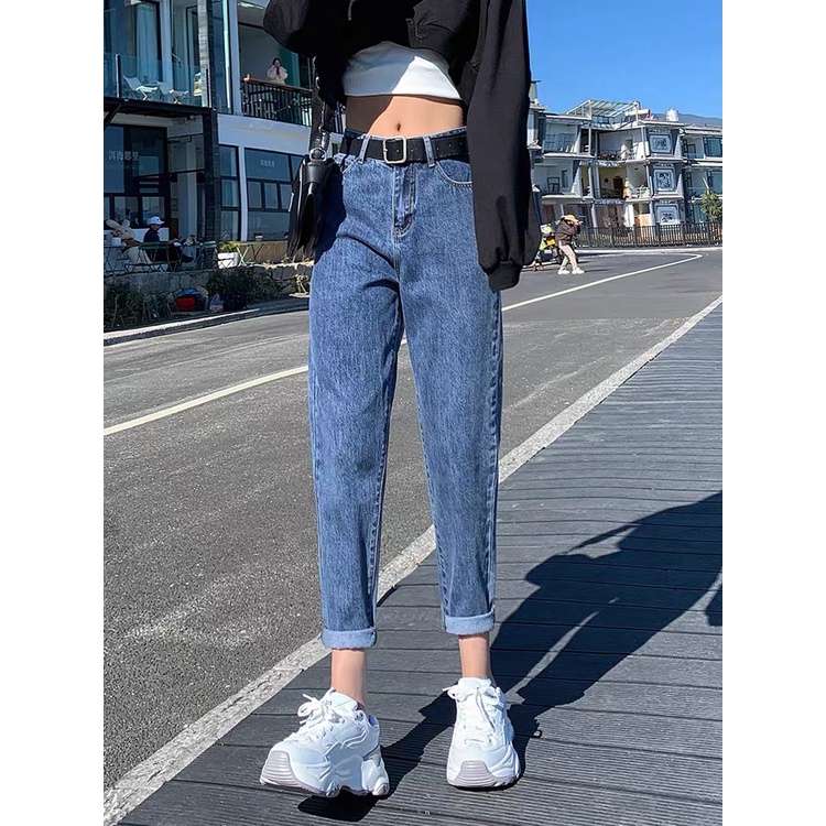 Quần jean baggy nữ BigSize Lưng Cao Rách bụi, phong cách hàn quốc, màu xanh đá phom TO rộng đủ size 4153