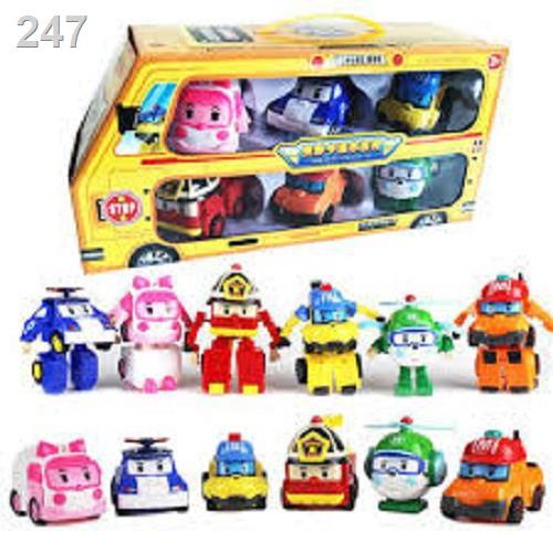 【sản phẩm sale】Đồ chơi trẻ em xe Bus Đội bay siêu đẳng Biến Hình Robocar Poli và những người bạn - Bộ 6 con