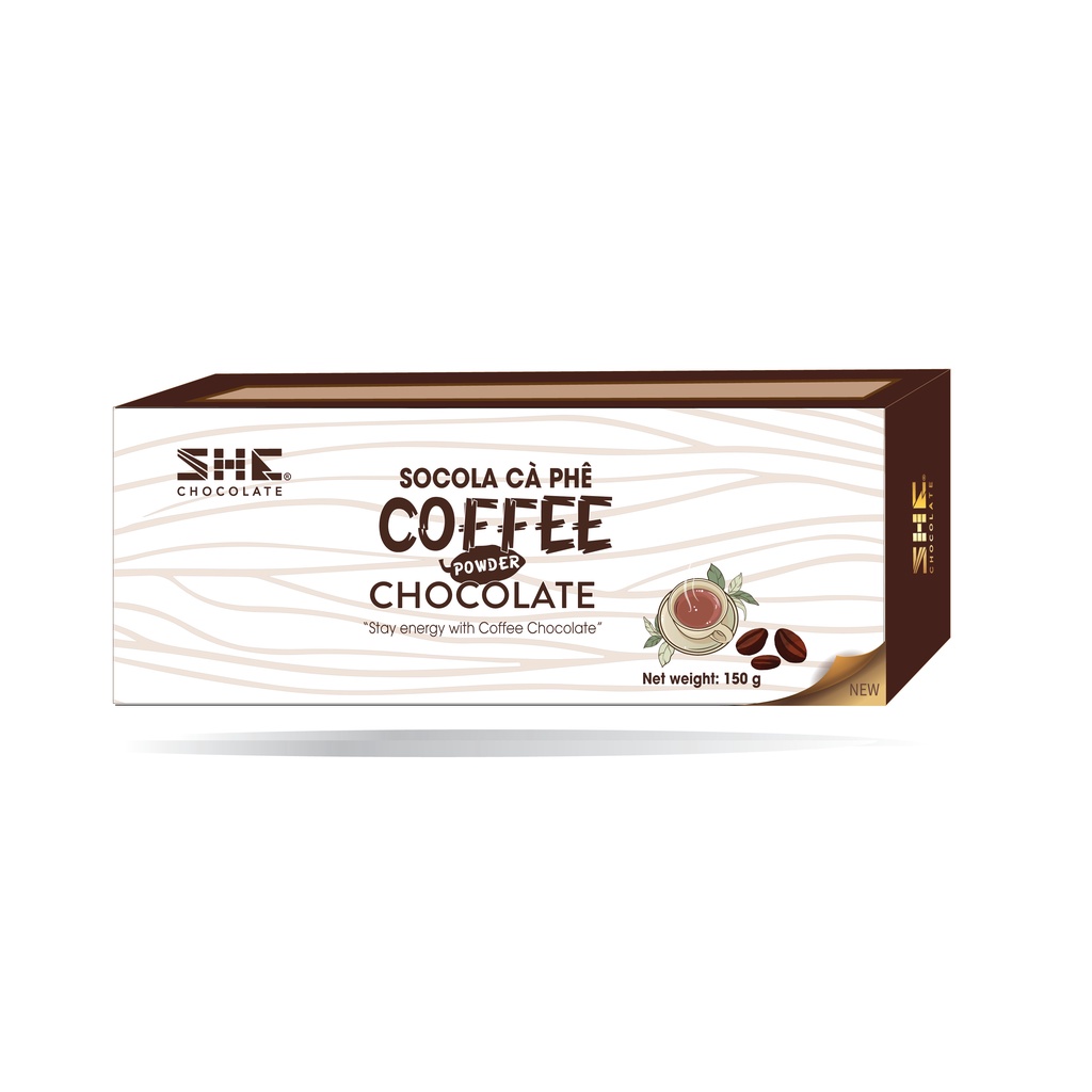 [Hương Vị Độc Đáo] Socola bột Cà phê - Hộp 150g - SHE Chocolate. Hương vị đậm đà, bổ sung năng lượng và giúp tỉnh táo