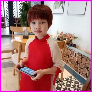 Áo dài cách tân lụa tây thi tay phồng cách điệu bé gái AD04 (hàng thiết kế)