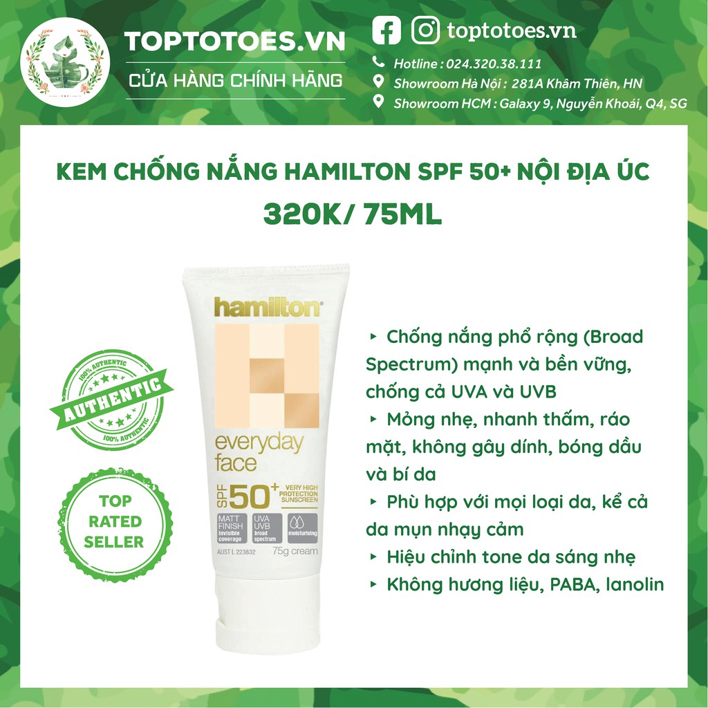 KEM CHỐNG NẮNG HAMILTON SPF 50+ NỘI ĐỊA ÚC