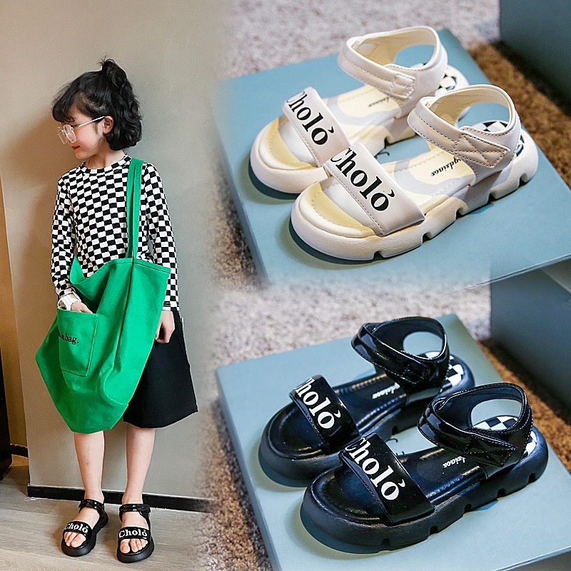 Giày Sandal Đế Mềm In Chữ Phong Cách Hàn Quốc Dễ Thương Thời Trang Mùa Hè Cho Bé Gái