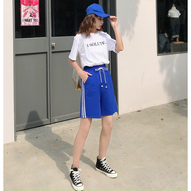 &lt;FREE SHIP&gt; Quần short nam nữ 3 sọc vải nỉ dày dặn (s.3s)