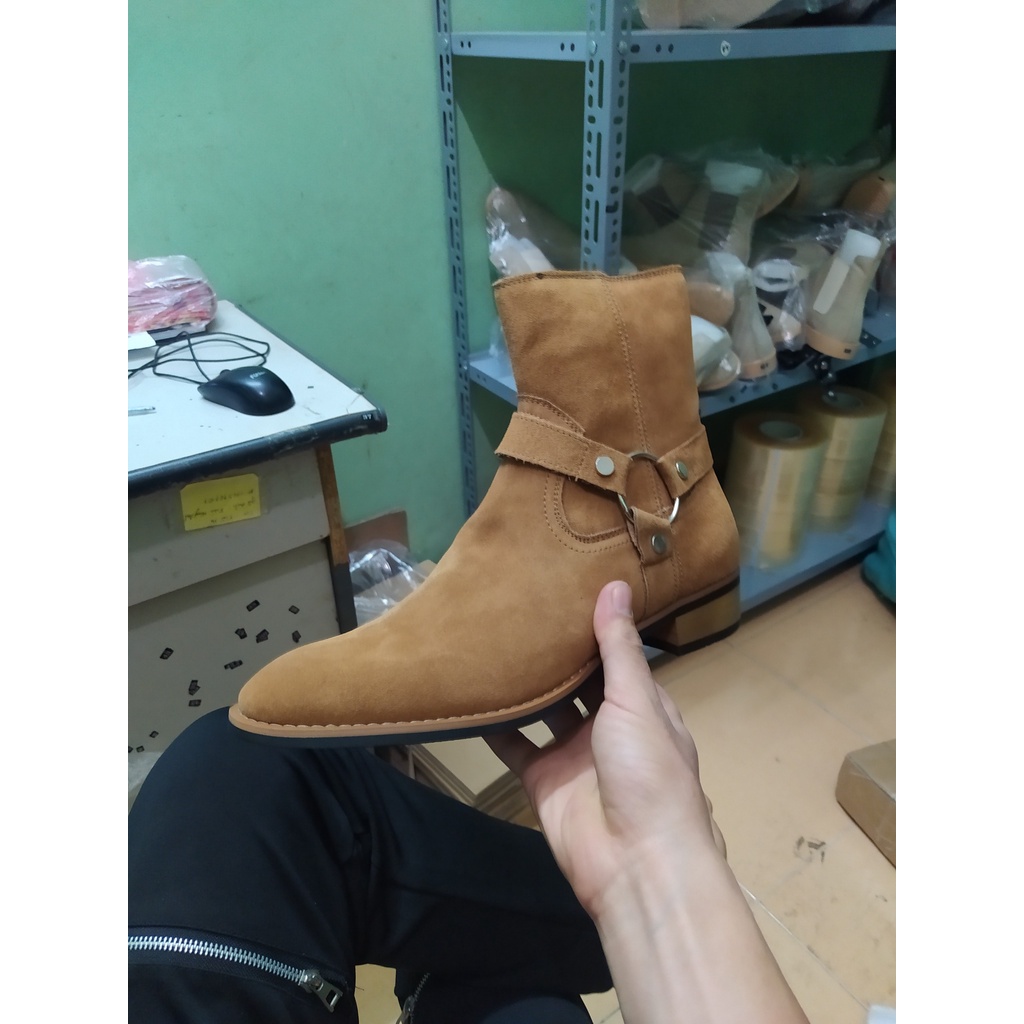 Harness boots da bò lộn đế phíp bảo hành 12 tháng