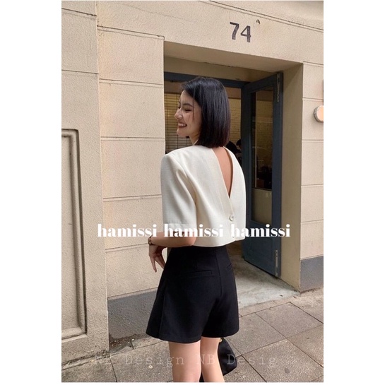 [HAMISSI] Áo blazer dáng croptop hở lưng ( hàng 2 lớp cúc bọc ) | BigBuy360 - bigbuy360.vn