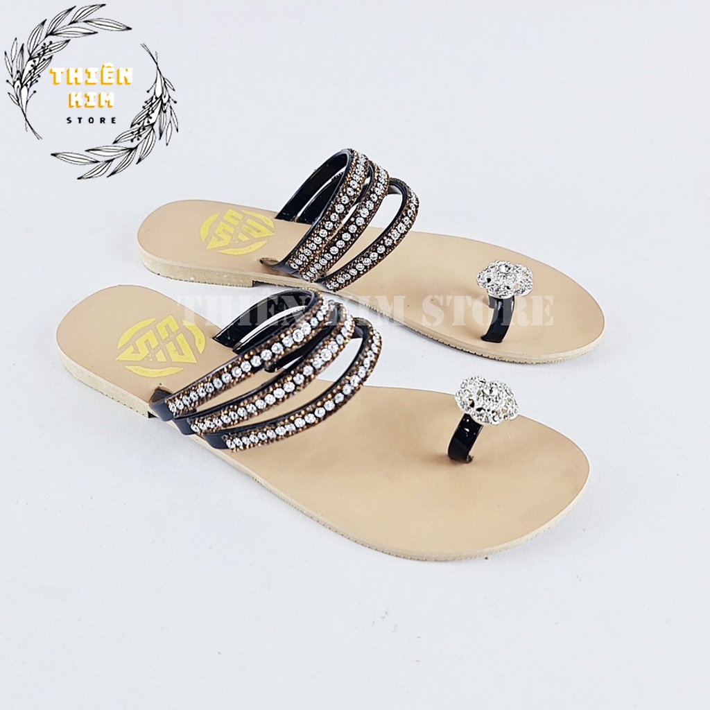 Dép nữ xỏ ngón FREE SHIP 50K dép bệt 3 dây đính đá siêu đẹp màu ngẫu nhiên DB-01